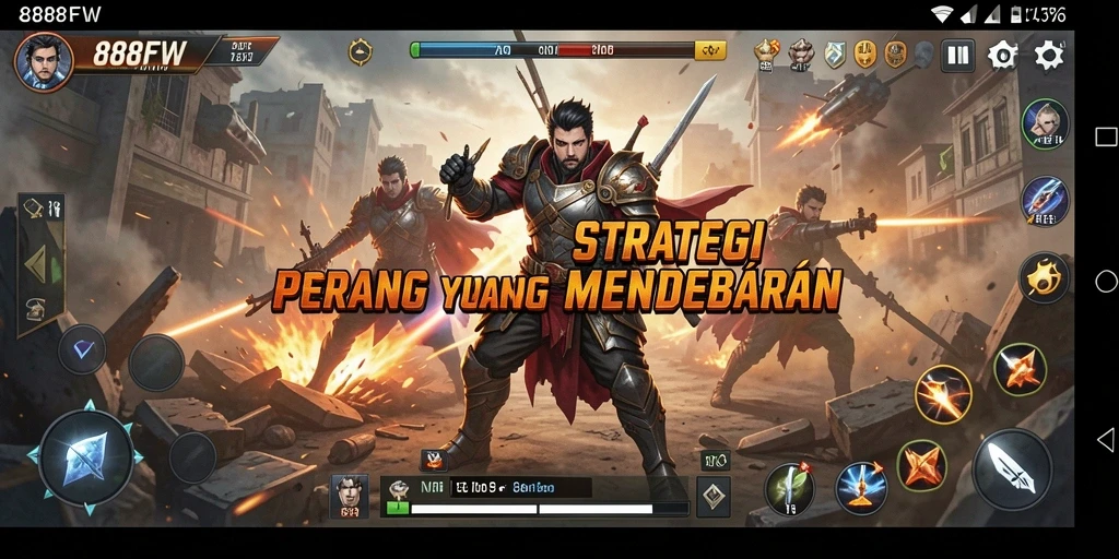 Screenshot gameplay 888FW menampilkan pertempuran yang epik