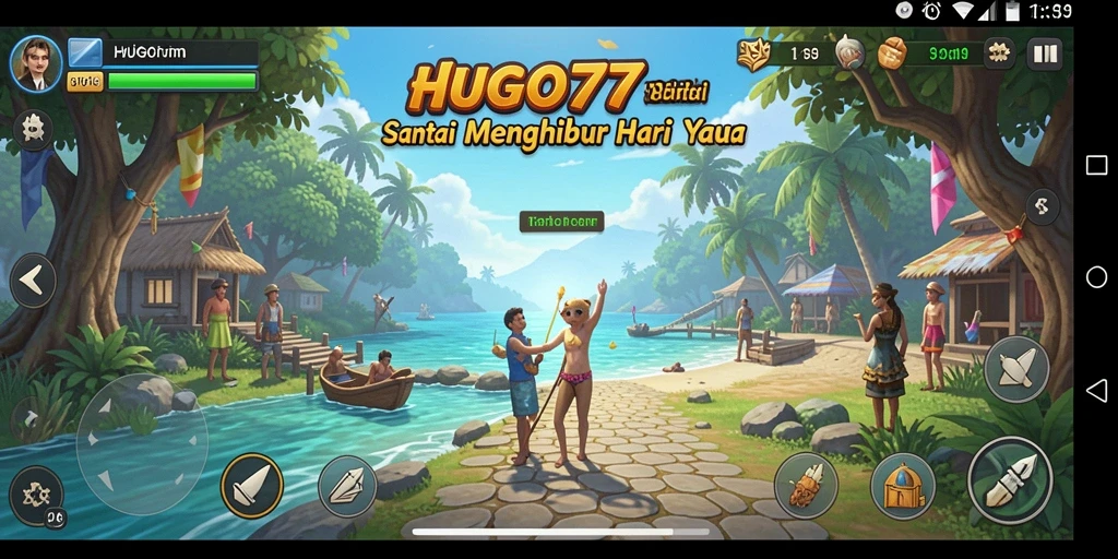 Tampilan gameplay dari HUGO77 yang penuh warna dan interaktif.