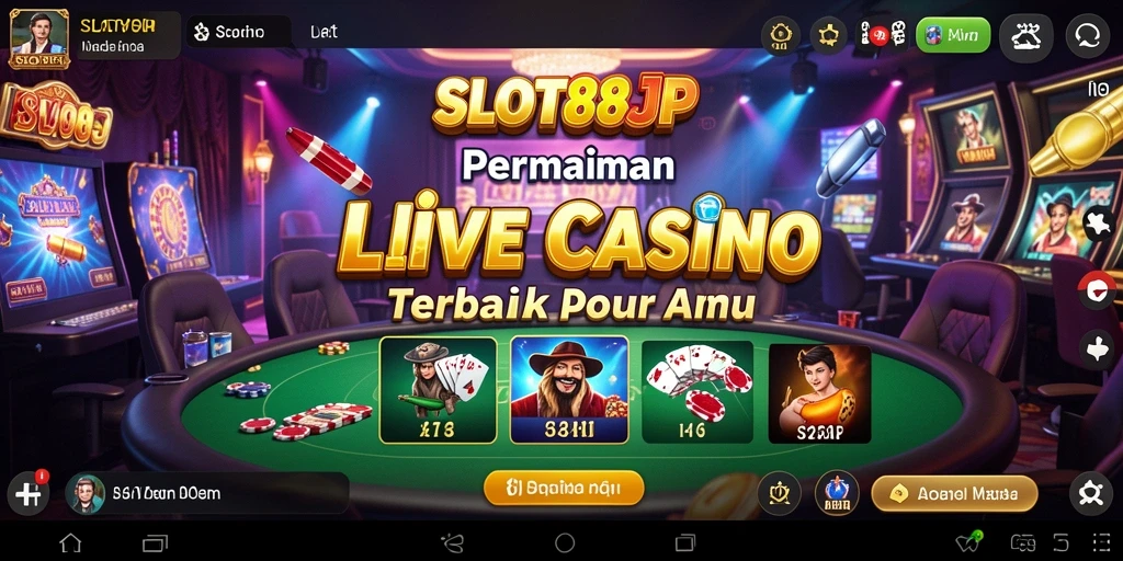 Screenshot gameplay Live Casino SLOT88JP yang menampilkan dealer langsung.