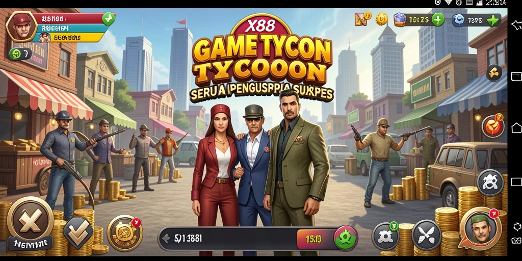 Screenshot permainan X88 dengan tampilan strategis bisnis yang seru.
